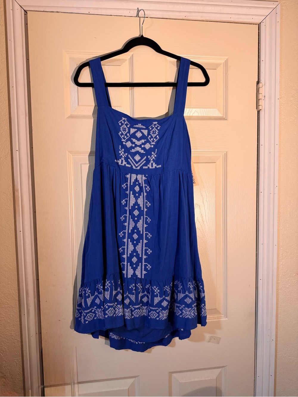Rewind Royal Blue Embroidered Sleeveless Dress